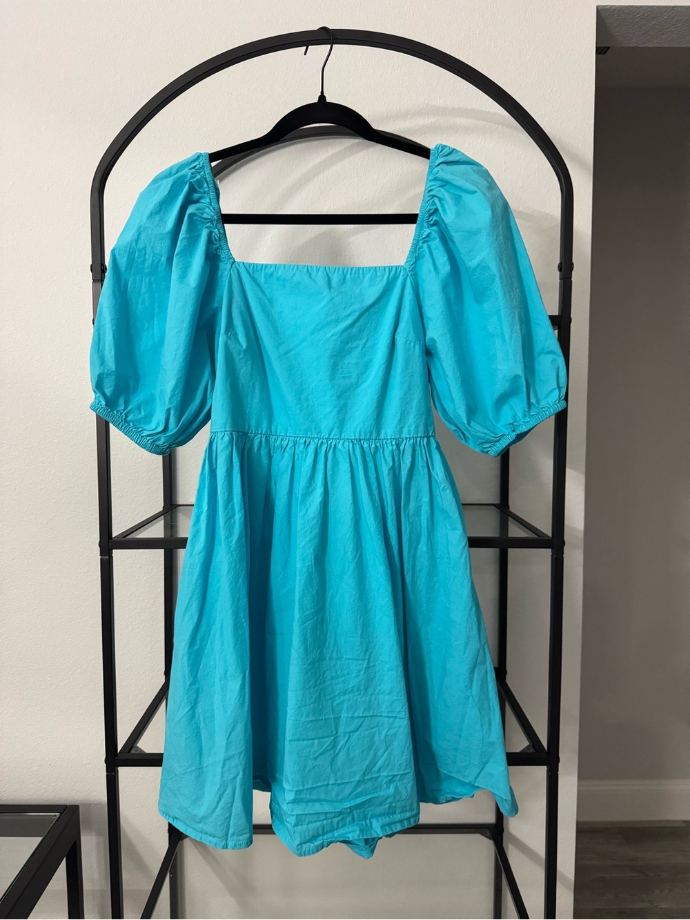 a new day Turquoise Puff-Sleeve Square Neck Mini Dress